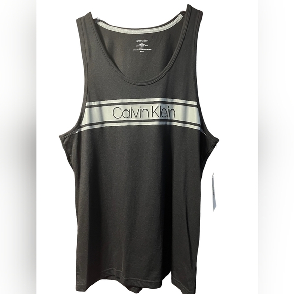 NWT Calvin Klein Black with Gray Detail Logo Lounge Tank Top Size Large - Picture 8 of 9